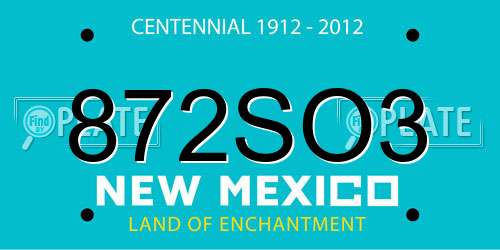 872SO3 New Mexico License Plate
