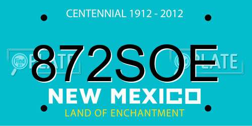 872SOE New Mexico License Plate