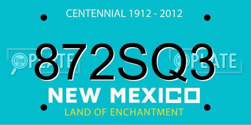 872SQ3 New Mexico License Plate