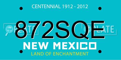 872SQE New Mexico License Plate