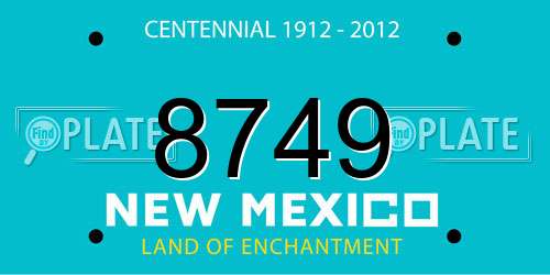 8749 New Mexico License Plate
