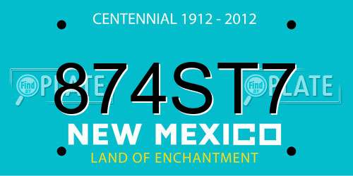 874ST7 New Mexico License Plate