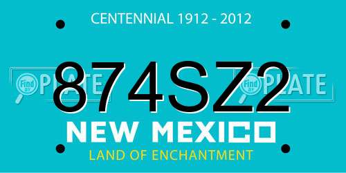 874SZ2 New Mexico License Plate