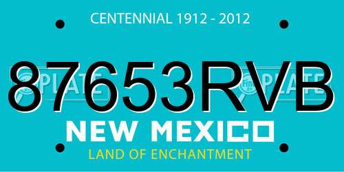87653RVB New Mexico License Plate