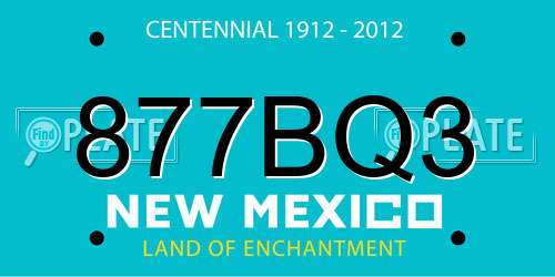 877BQ3 New Mexico License Plate