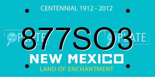 877SO3 New Mexico License Plate