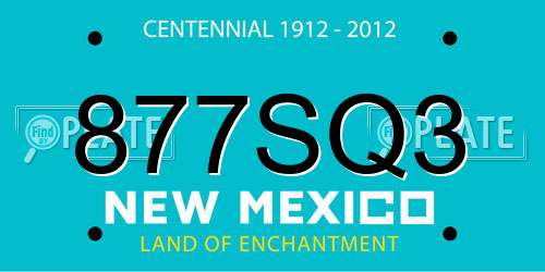877SQ3 New Mexico License Plate