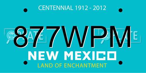 877WPM New Mexico License Plate