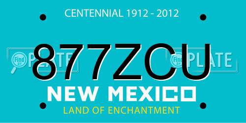 877ZCU New Mexico License Plate