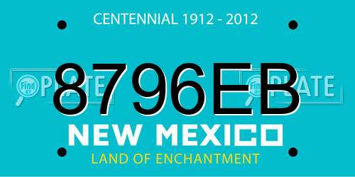 8796EB New Mexico License Plate