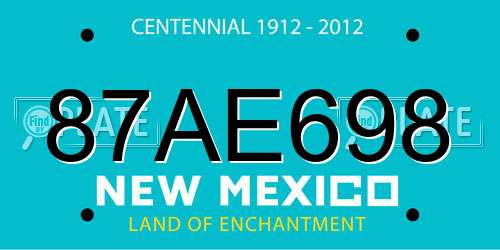 87AE698 New Mexico License Plate