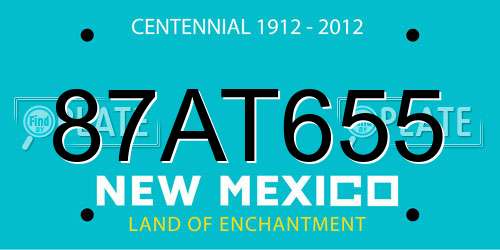 87AT655 New Mexico License Plate