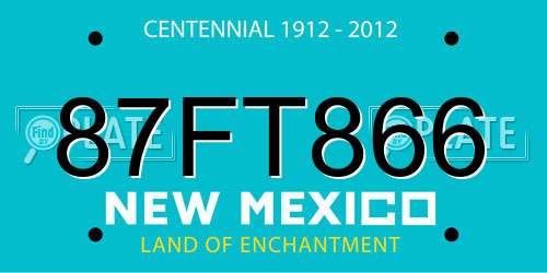 87FT866 New Mexico License Plate