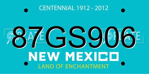 87GS906 New Mexico License Plate