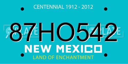 87HO542 New Mexico License Plate