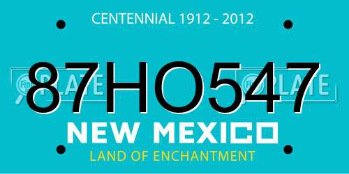 87HO547 New Mexico License Plate