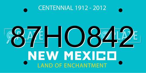 87HO842 New Mexico License Plate