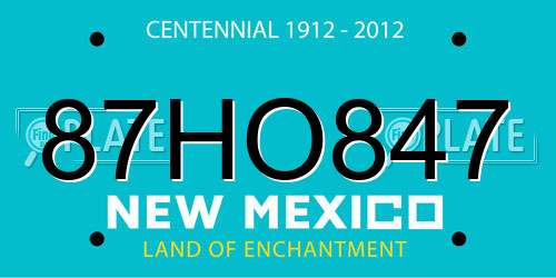 87HO847 New Mexico License Plate