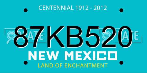 87KB520 New Mexico License Plate