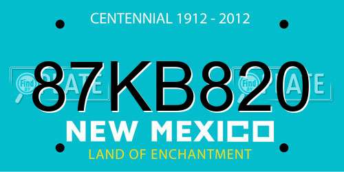 87KB820 New Mexico License Plate