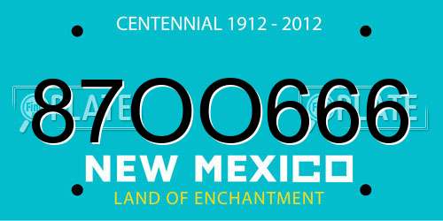 87OO666 New Mexico License Plate