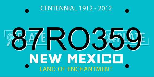 87RO359 New Mexico License Plate