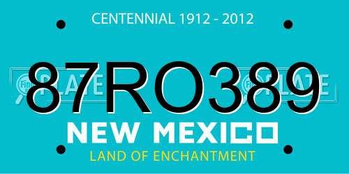87RO389 New Mexico License Plate