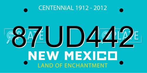 87UD442 New Mexico License Plate