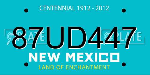 87UD447 New Mexico License Plate