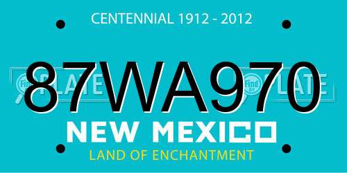 87WA970 New Mexico License Plate