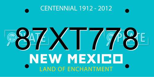 87XT778 New Mexico License Plate