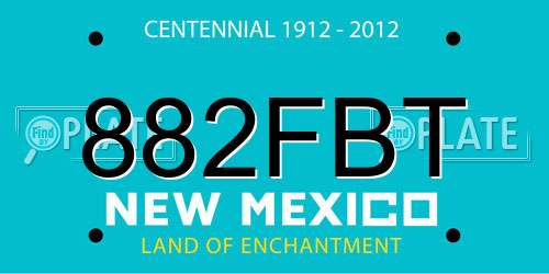 882FBT New Mexico License Plate
