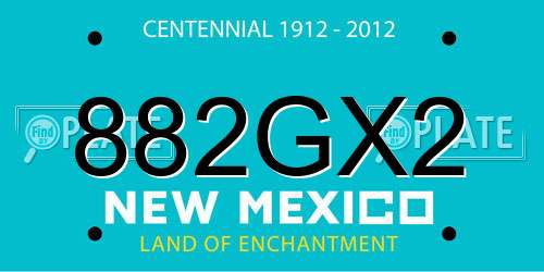 882GX2 New Mexico License Plate