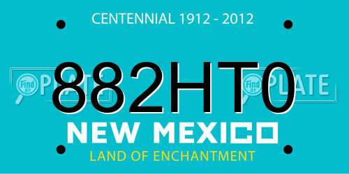 882HT0 New Mexico License Plate