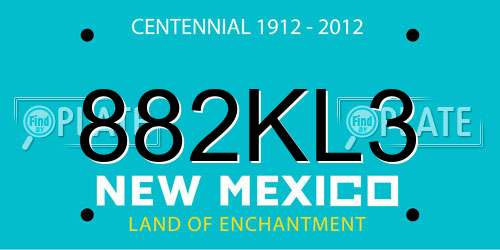 882KL3 New Mexico License Plate
