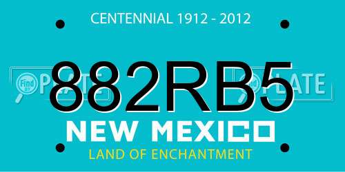 882RB5 New Mexico License Plate