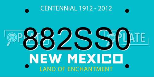 882SS0 New Mexico License Plate