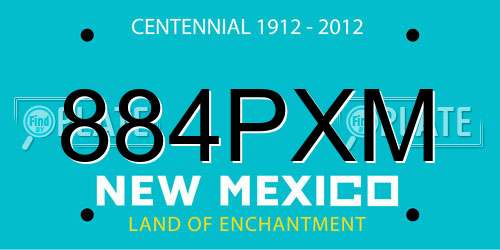 884PXM New Mexico License Plate