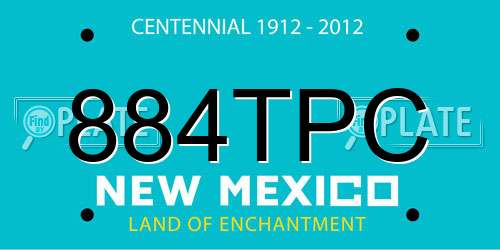884TPC New Mexico License Plate