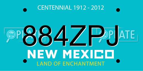 884ZPJ New Mexico License Plate
