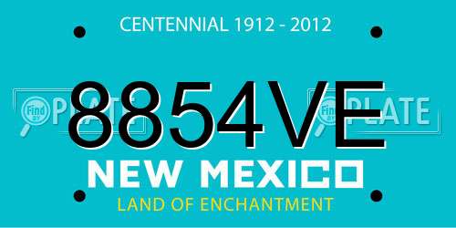 8854VE New Mexico License Plate