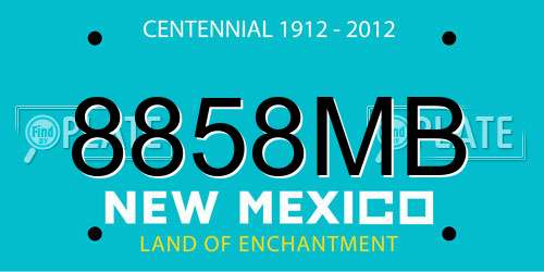 8858MB New Mexico License Plate