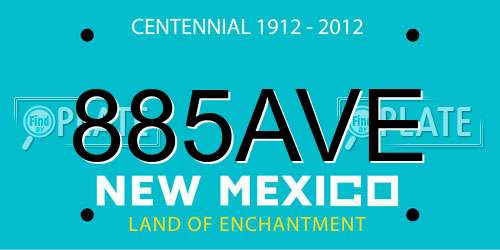 885AVE New Mexico License Plate