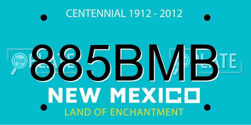 885BMB New Mexico License Plate