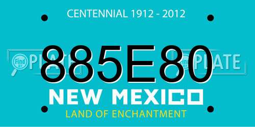 885E80 New Mexico License Plate