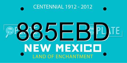 885EBD New Mexico License Plate
