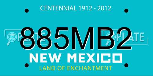 885MB2 New Mexico License Plate