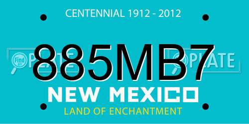 885MB7 New Mexico License Plate