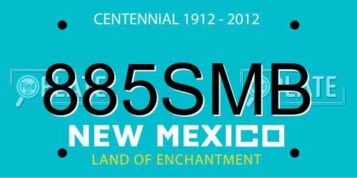 885SMB New Mexico License Plate