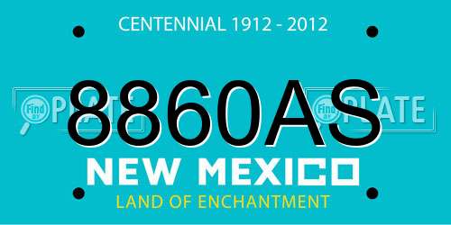 8860AS New Mexico License Plate